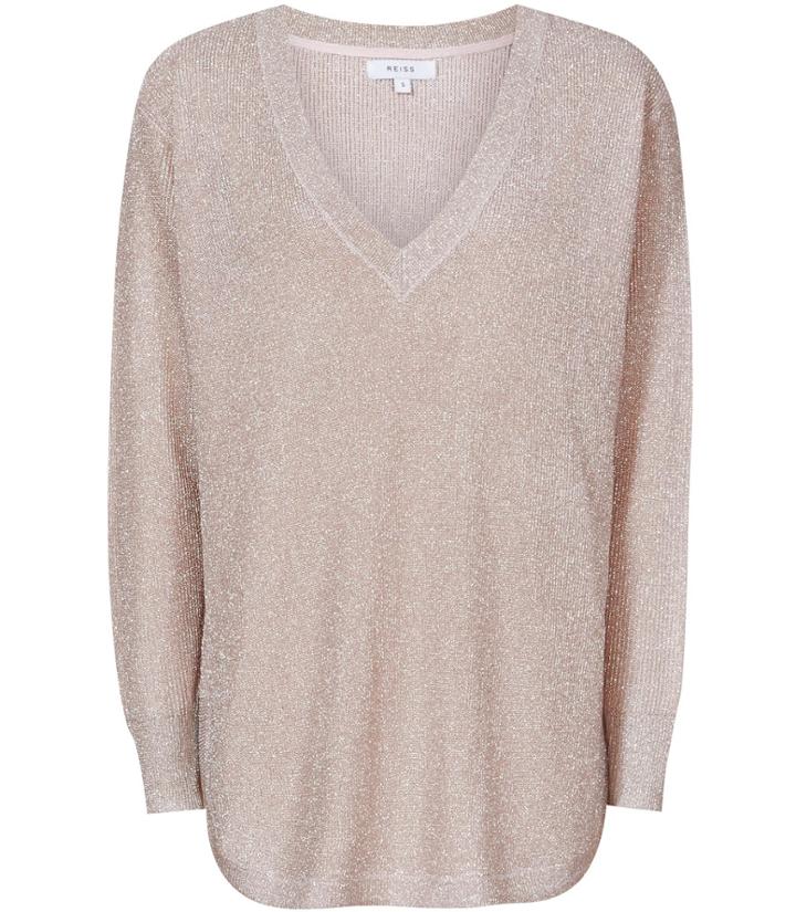 Reiss Bless - Womens Metallic Jumper In Red, Size Xs