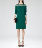 Reiss Claudia - Lace-detail Shift Dress In Green, Womens, Size 0