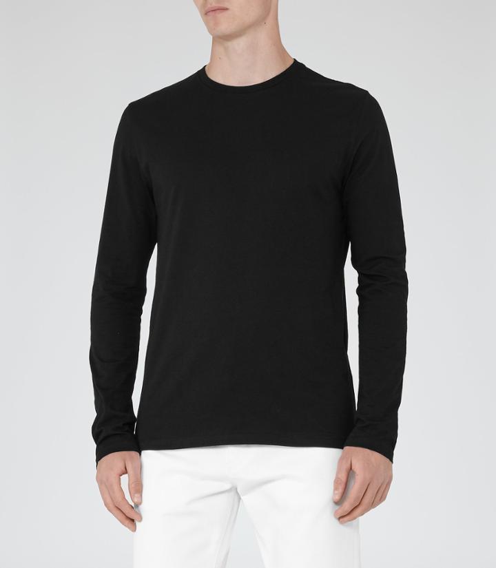 Reiss Maxwell - Long Sleeve T-shirt In Black, Mens, Size S