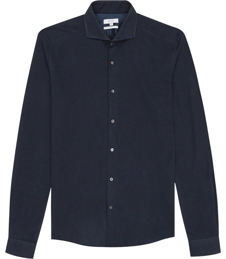 Reiss Trixie - Mens Pique Cotton Shirt In Blue, Size Xs