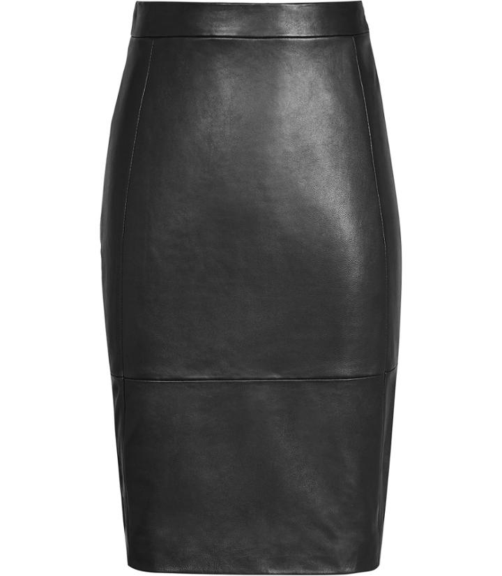 Reiss Avril - Womens Leather Panel Skirt In Black, Size 4
