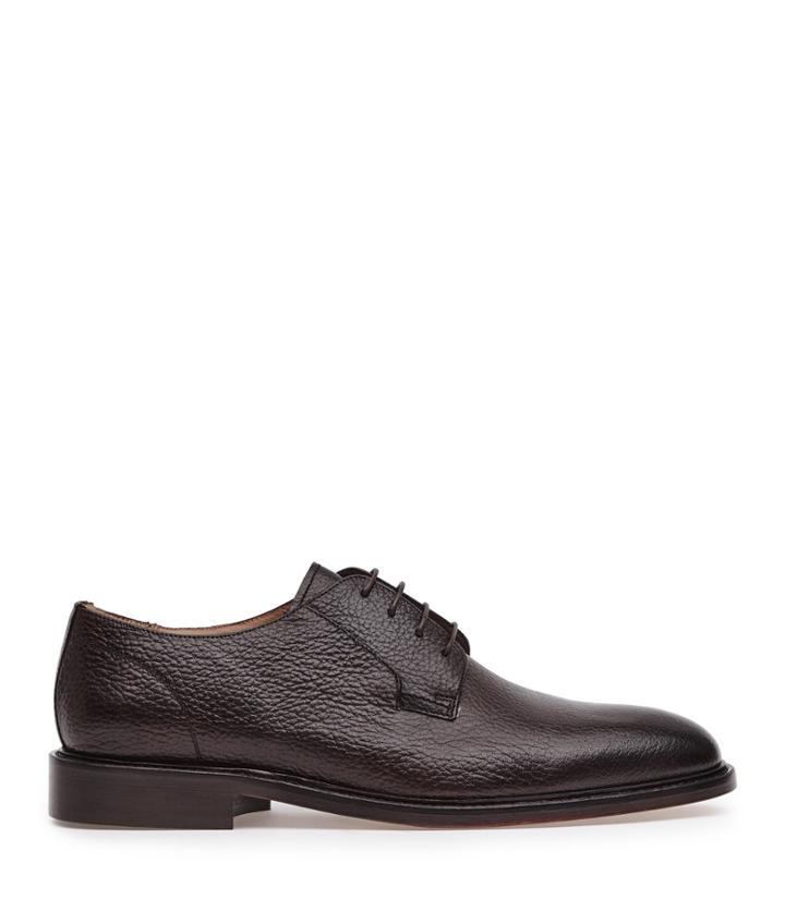 Reiss Anderson - Mens Grained Leather Derby Shoes In Brown, Size 7