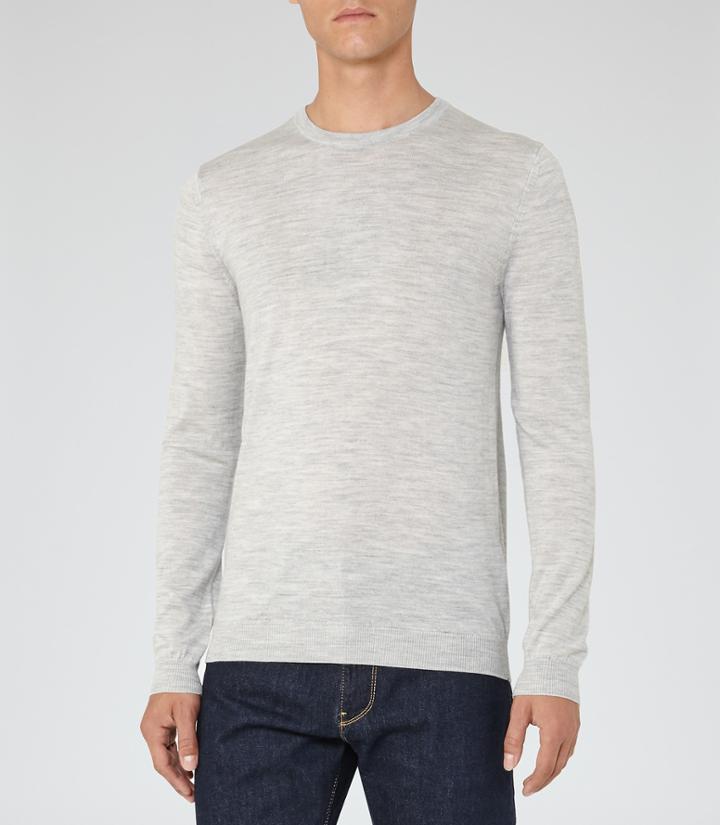 Reiss Hart - Mens Merino Crew Neck Jumper In Grey, Size S