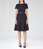 Reiss Hazar - Fit And Flare Midi Dress In Blue, Womens, Size 0