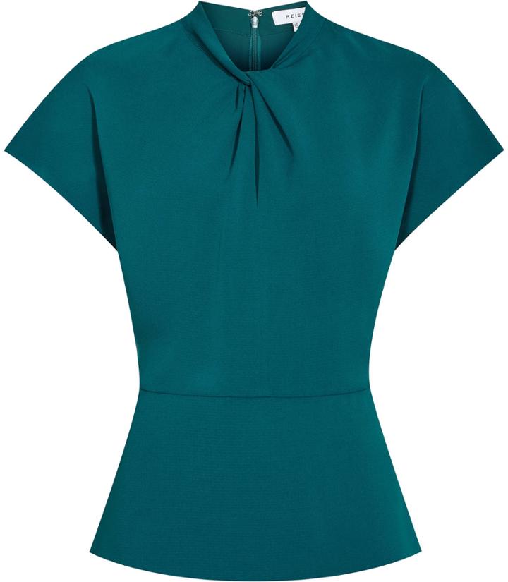 Reiss Hattie - Womens Knot-detail Blouse In Blue, Size 4