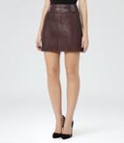 Reiss Vale - Leather Skirt In Red, Womens, Size 4