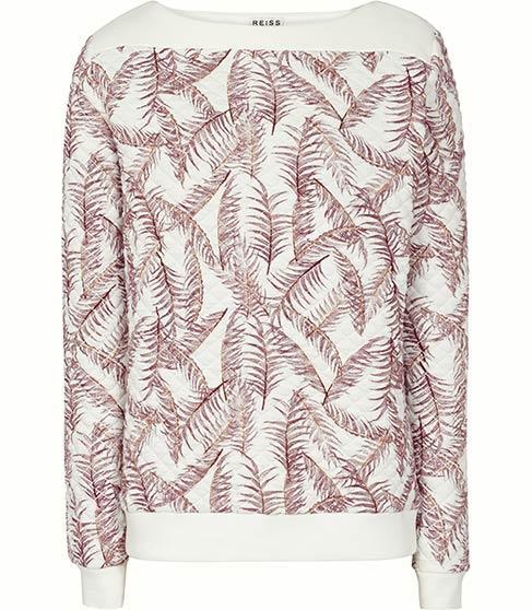 Reiss Palma Quilted Palm Print Jumper