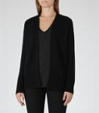 Reiss Dexie - Womens Sheer-detail Cardigan In Black, Size S