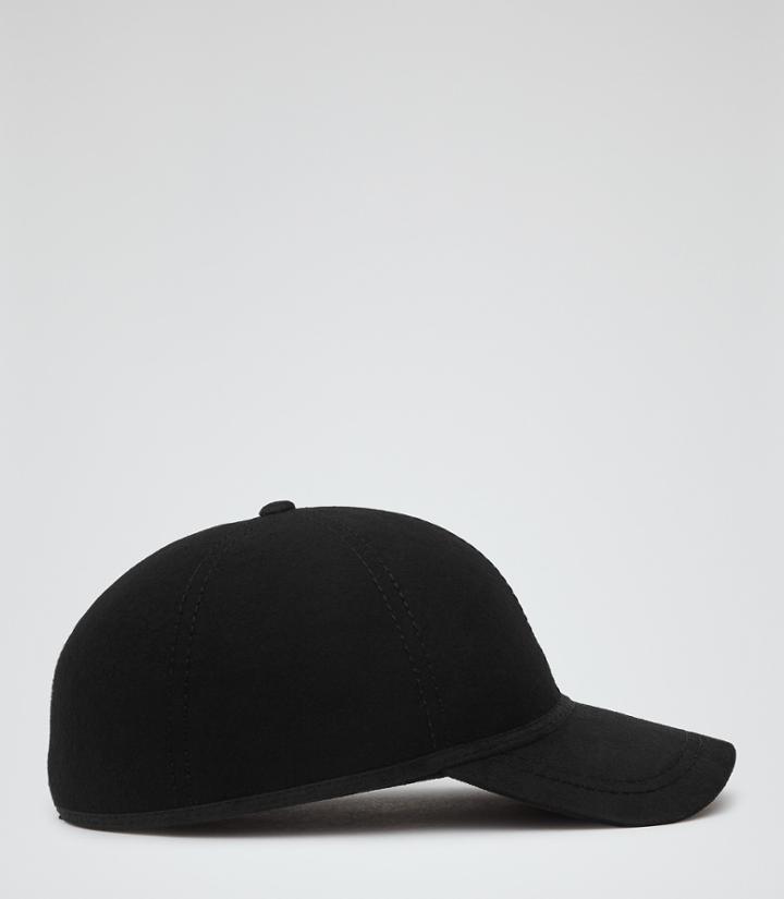 Reiss British - Mens Christys Wool Baseball Cap In Black, Size M
