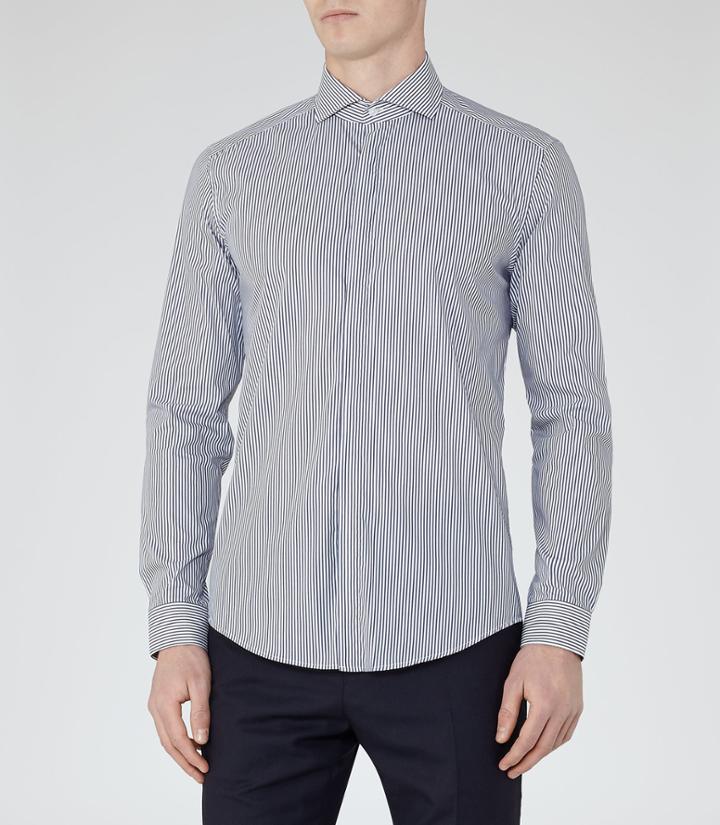 Reiss Sommer - Mens Stripe Shirt In Blue, Size L