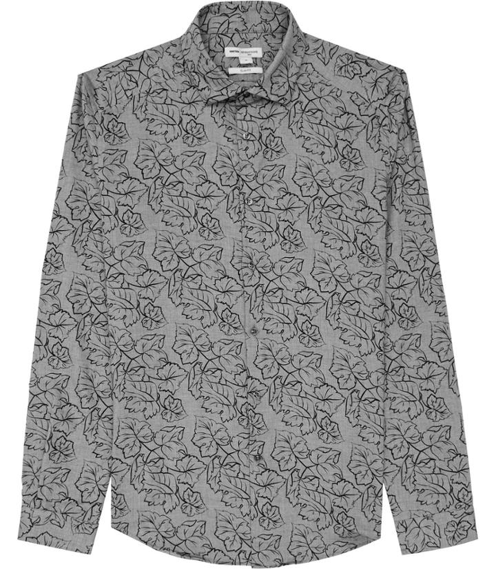 Reiss Ronin - Mens Etched Floral Shirt In Grey, Size Xs