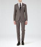 Reiss Venables - Mens Wool Peak Lapel Suit In Brown, Size 36