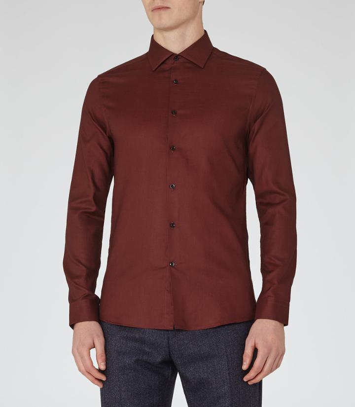Reiss Notredame - Mens Slim-fit Cotton Shirt In Brown, Size S