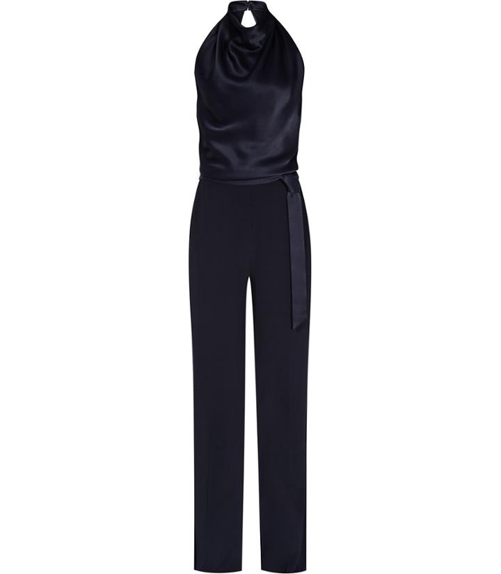 Reiss Corina - Womens Haterneck Jumpsuit In Blue, Size 4