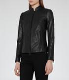 Reiss Serge - Womens Slim-fit Leather Jacket In Black, Size 4