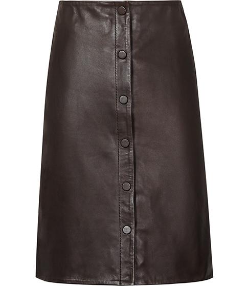 Reiss Penelope Button-front Leather Skirt