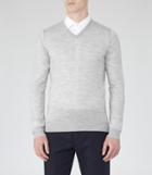 Reiss Emporer - Mens Merino V-neck Jumper In Grey, Size M
