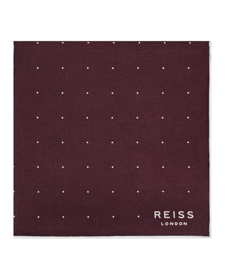 Reiss Planet - Mens Silk Twill Pocket Square In Red, Size One Size