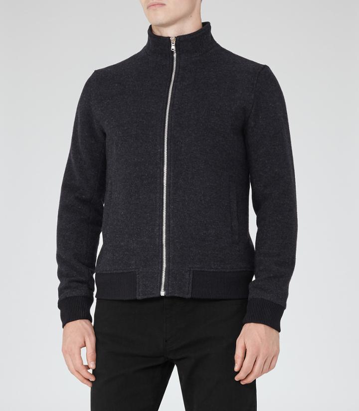 Reiss Reggie - Mens Wool Zip Jacket In Blue, Size S