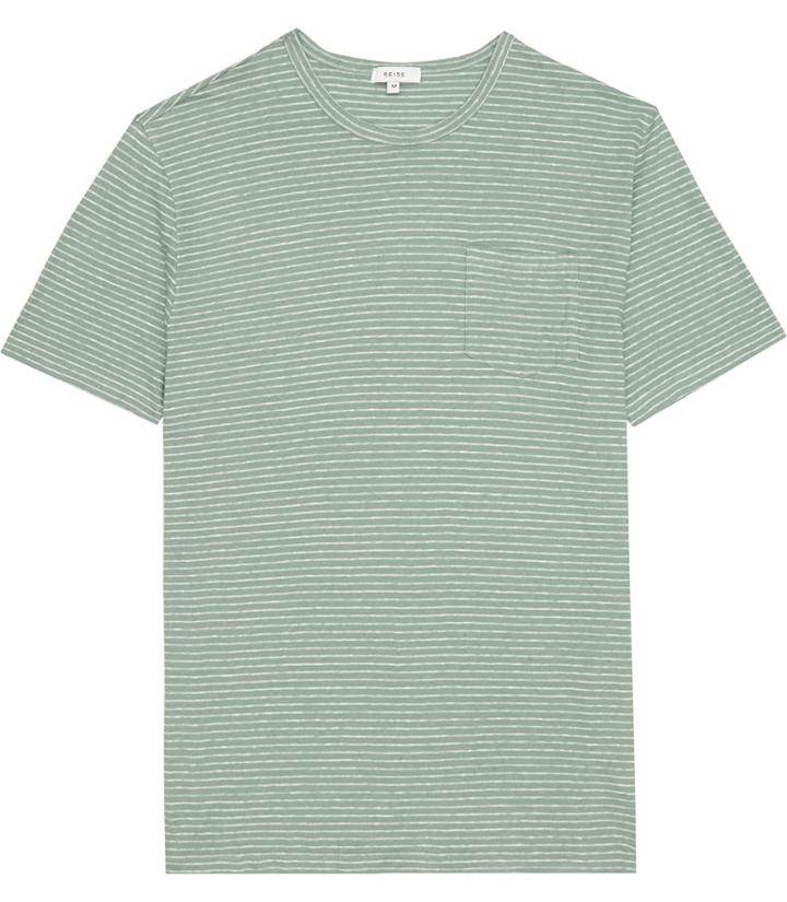 Reiss Tropics - Mens Linen Mix T-shirt In Blue, Size Xs