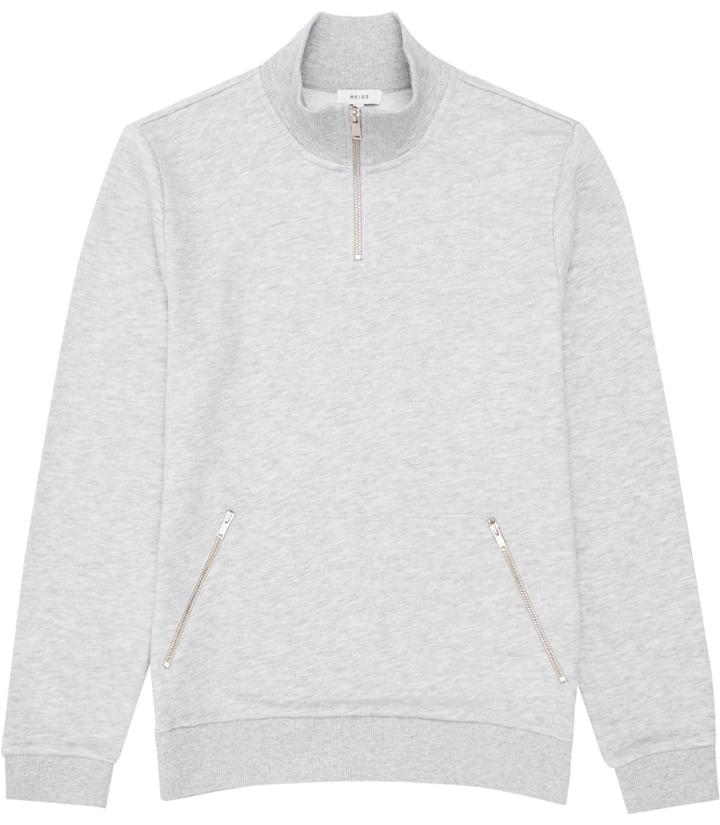 Reiss Central - Mens Zip Jersey Sweatshirt In Grey, Size Xs