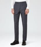 Reiss Host T - Mottled Wool Trousers In Blue, Mens, Size 28