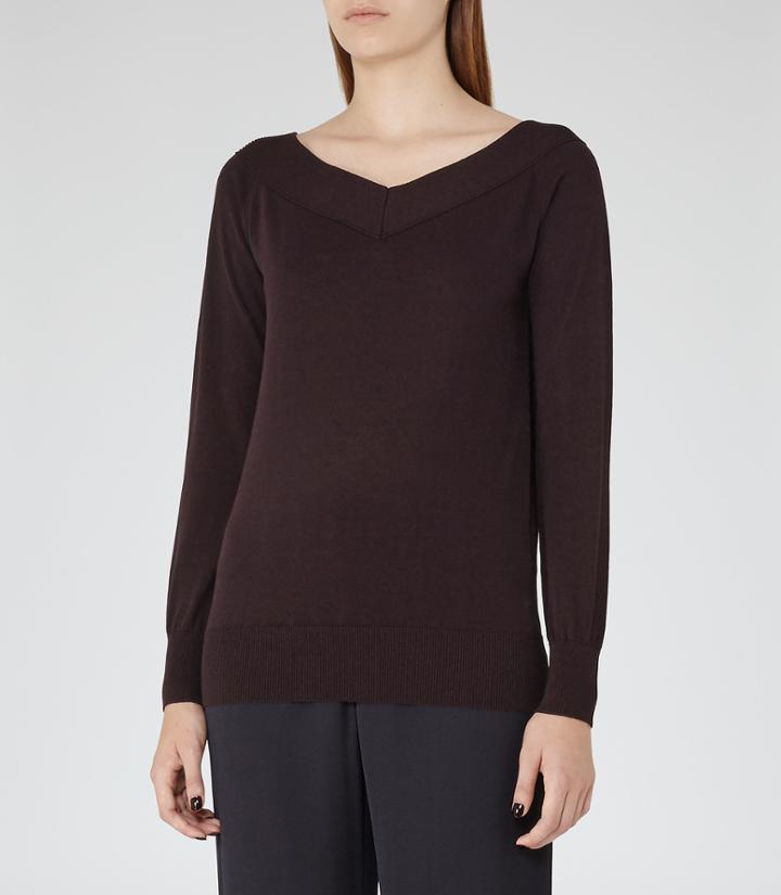 Reiss Christobel - Womens Off-the-shoulder Jumper In Red, Size S
