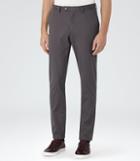 Reiss Griffin - Washed Twill Trousers In Grey, Mens, Size 28