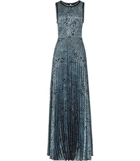 Reiss Angelo Animal Print Pleat Maxi