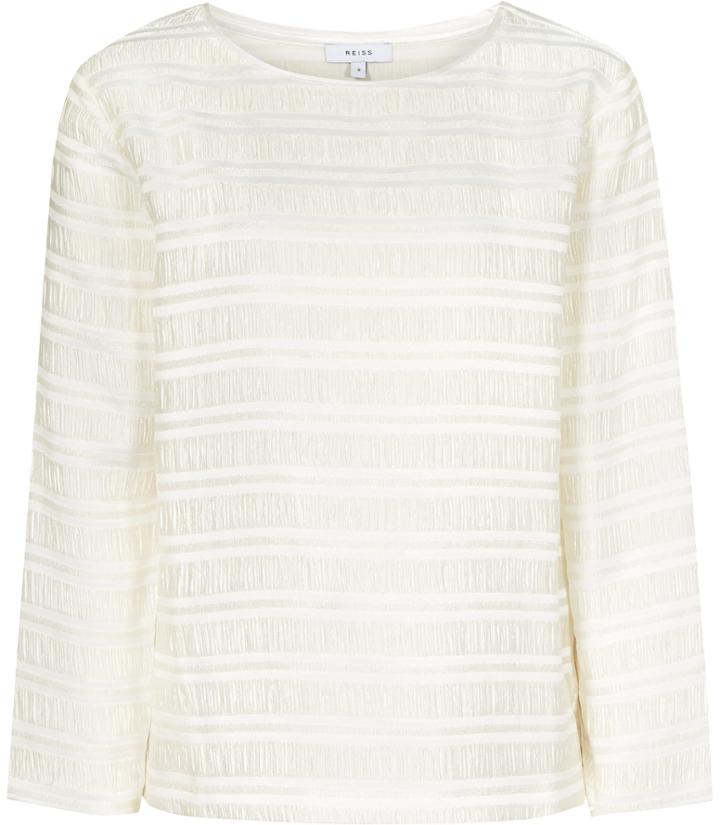 Reiss Mandy - Pleat-detail Long-sleeved Top In White, Womens, Size S