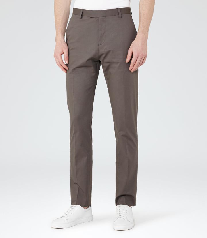 Reiss Statten T - Mens Slim Tailored Trousers In Brown, Size 28