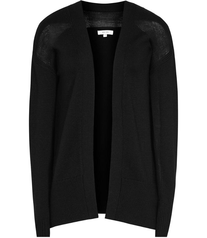 Reiss Dexie - Womens Sheer-detail Cardigan In Black, Size Xs