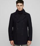 Reiss Ellis - Wool Blend Peacoat In Blue, Mens, Size S