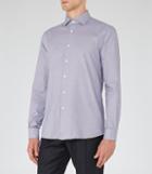 Reiss Reacher - Mens Micro Houndstooth Shirt In Blue, Size Xs