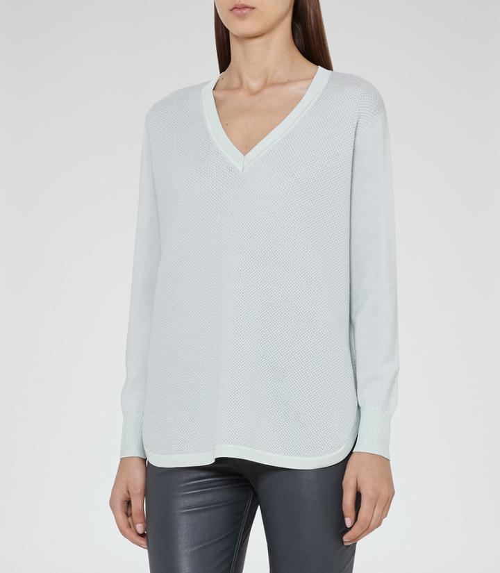 Reiss Matilde - Womens Textured-body Jumper In Blue, Size S