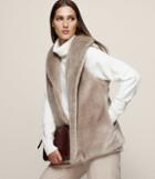 Reiss Tora - Faux-fur Gilet In Brown, Womens, Size 0