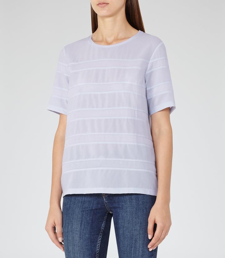 Reiss River - Womens Panelled Jersey T-shirt In Blue, Size S