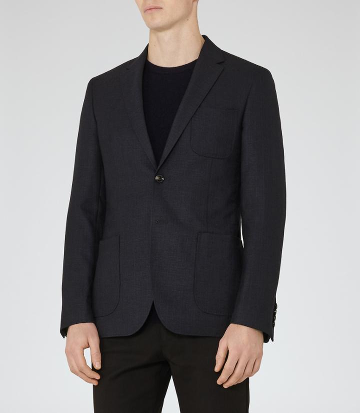 Reiss Basie B - Wool And Silk Blazer In Blue, Mens, Size 36