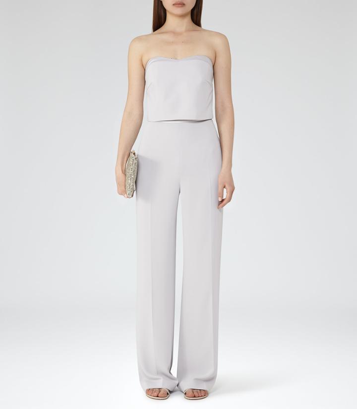 Reiss Shanta - Strapless Wide-leg Jumpsuit In Blue, Womens, Size 0