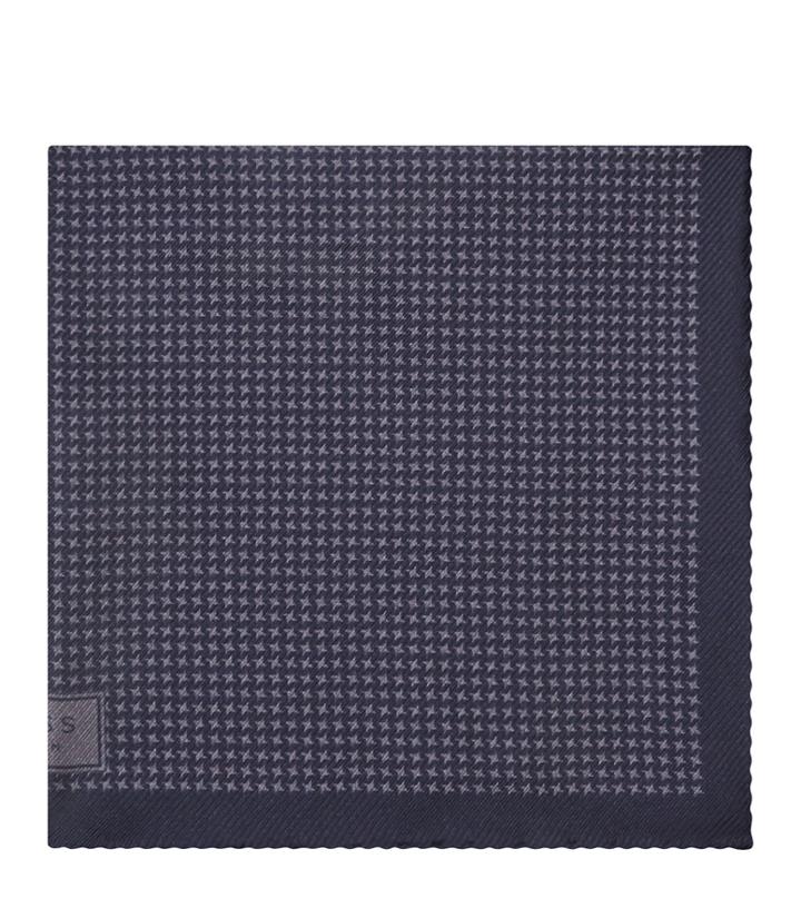 Reiss Walker - Mens Houndstooth Pocket Square In Grey, Size One Size