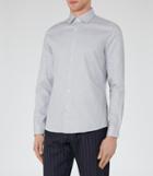 Reiss Lethera - Mens Textured Cotton Shirt In Grey, Size Xs