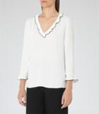 Reiss Kelis - Ruffle-detail Top In White, Womens, Size 0