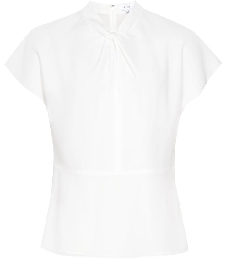 Reiss Hattie - Womens Knot-detail Blouse In White, Size 4