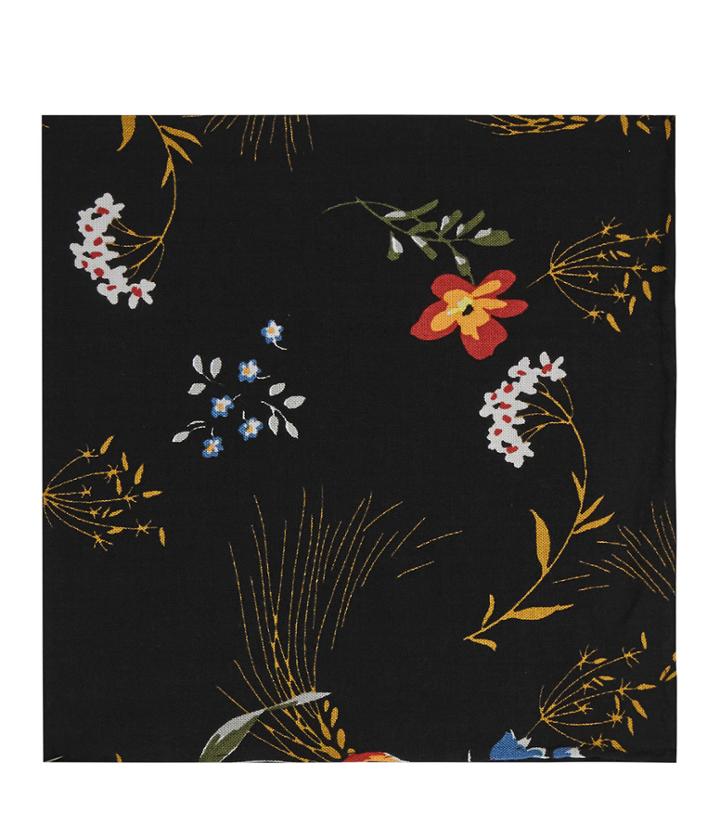 Reiss Dino - Floral Print Pocket Square In Black, Mens