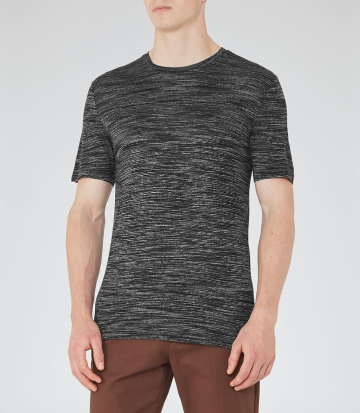 Reiss Fordon - Mens Flecked Crew-neck T-shirt In Grey, Size Xs