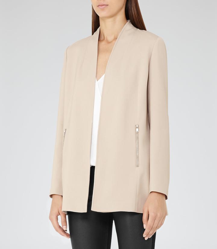 Reiss Joy - Womens Open-front Jacket In Brown, Size 6