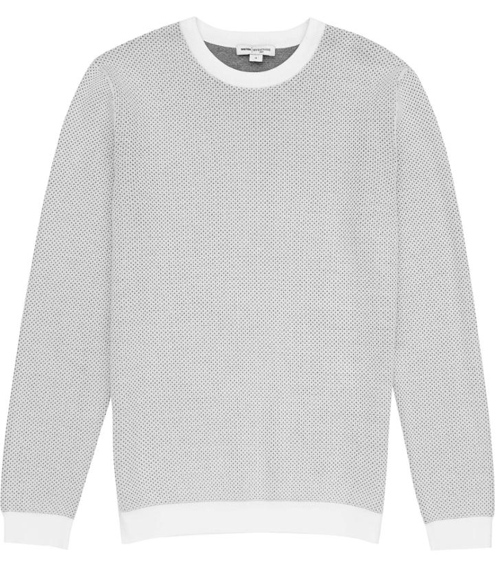 Reiss Jester - Mens Contrast Weave Jumper In White, Size Xs