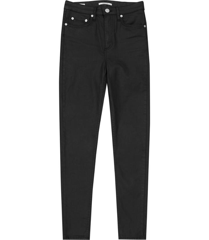 Reiss Helvin Coated - Womens High-rise Skinny Jeans In Black, Size 24