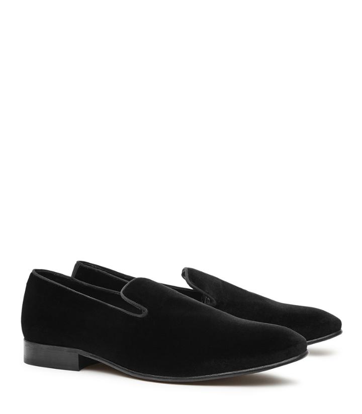 Reiss Eddie - Mens Velvet Slippers In Black, Size 9