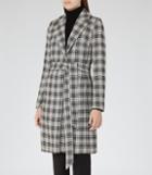 Reiss Rowan - Womens Textured Checked Coat In Black, Size 6